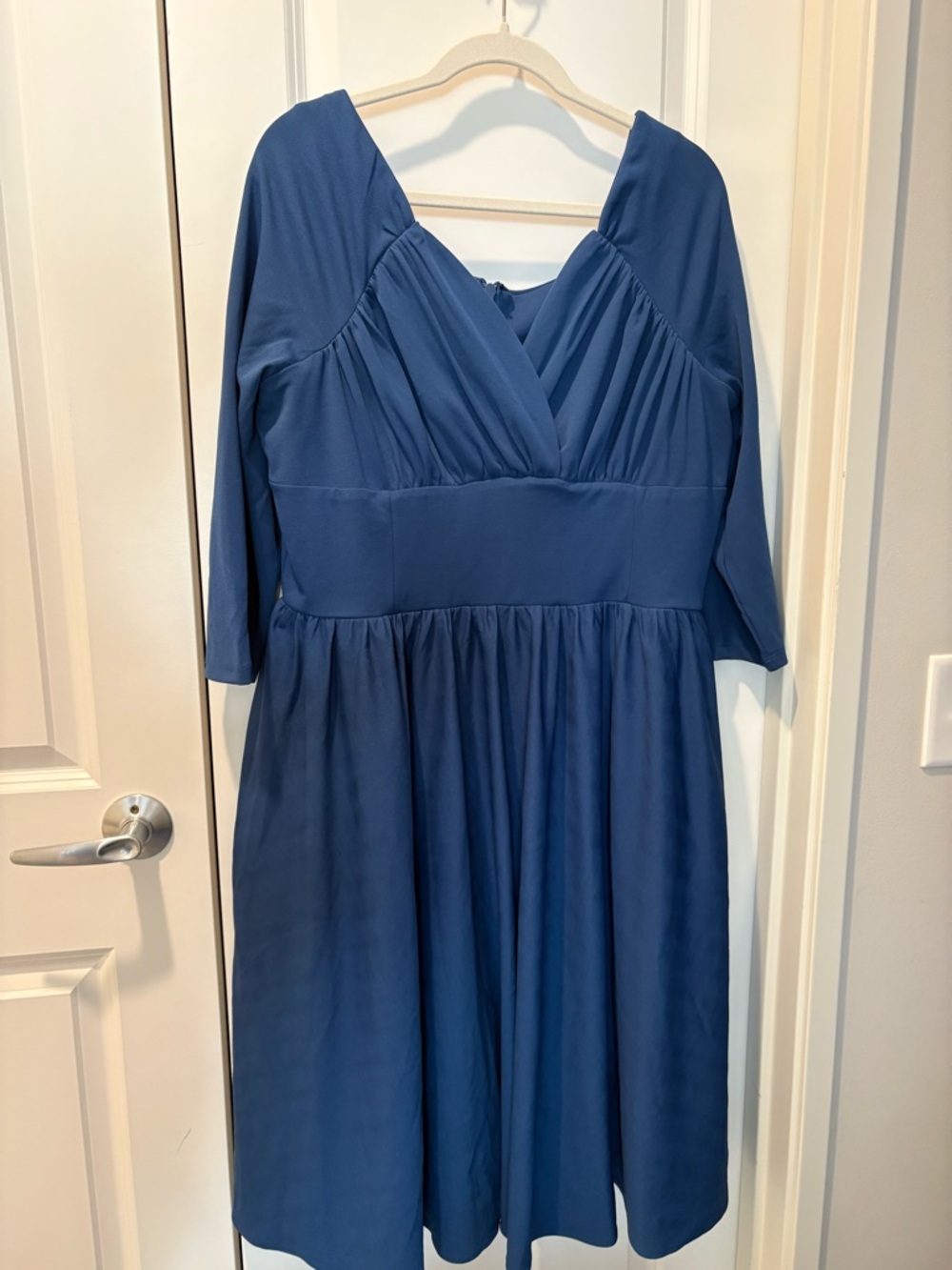 Vixen by Micheline Pitt Deep Slate Blue V-Neck Midi Dress